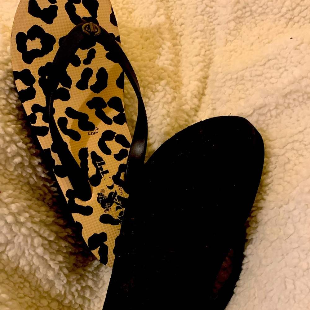 Coach, wedge flip flops. Only worn a handful of times.